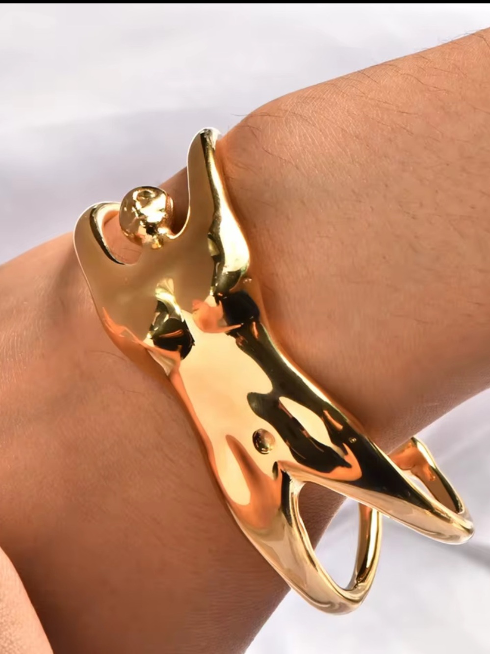 Statement Gold-Tone Sculptural Female Figure Cuff Bracelet-Bold & Elegant